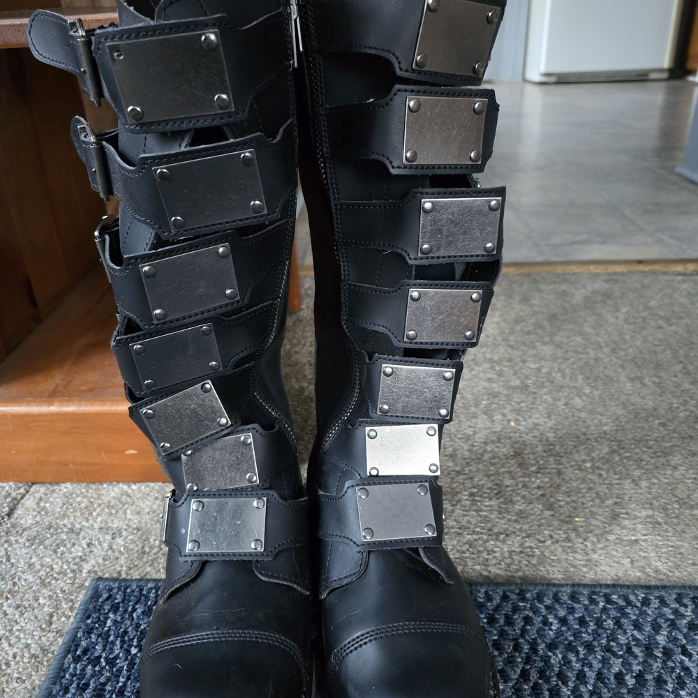 Demonia Boots with Silver Buckles
